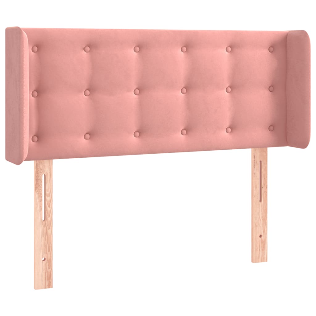 Cabeceira de cama c/ luzes LED veludo 93x16x78/88 cm rosa