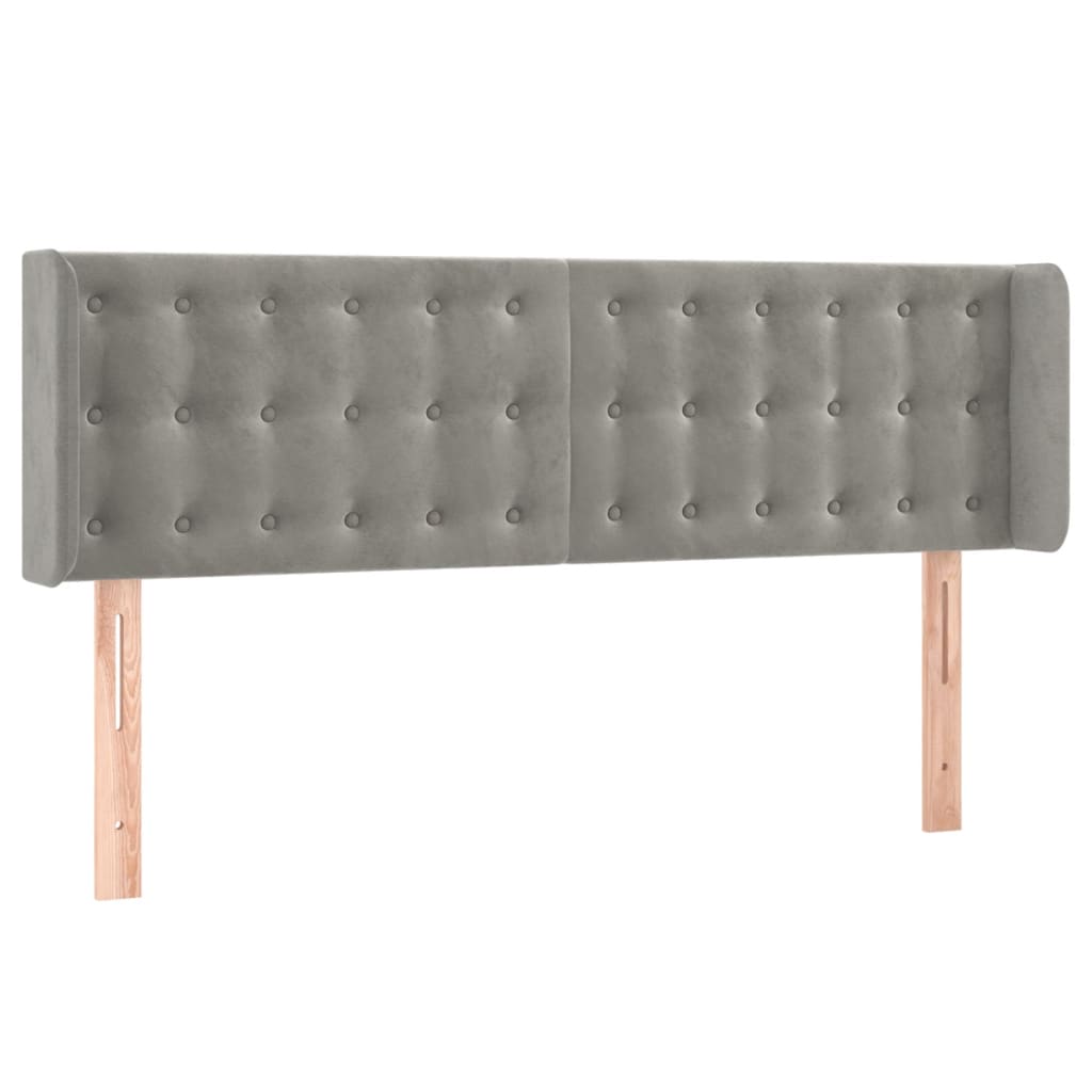 Cabeceira cama c/ luzes LED veludo 147x16x78/88 cm cinza-claro