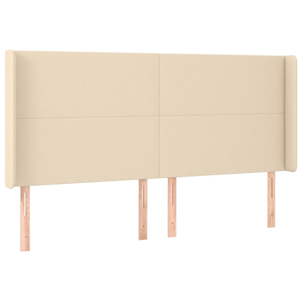 Cabeceira cama c/ luzes LED tecido 183x16x118/128 cm cor creme