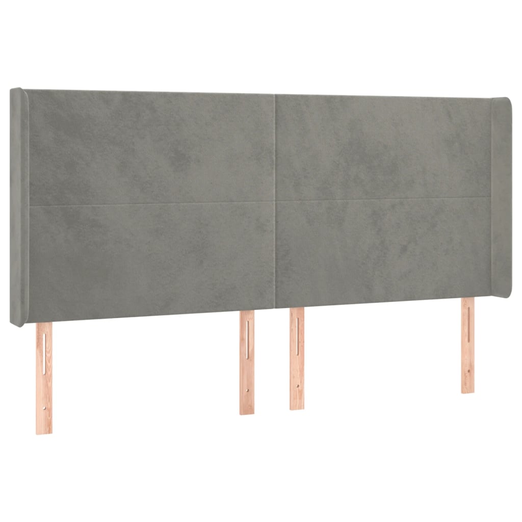 Cabeceira cama c/ luzes LED veludo 163x16x118/128cm cinza-claro