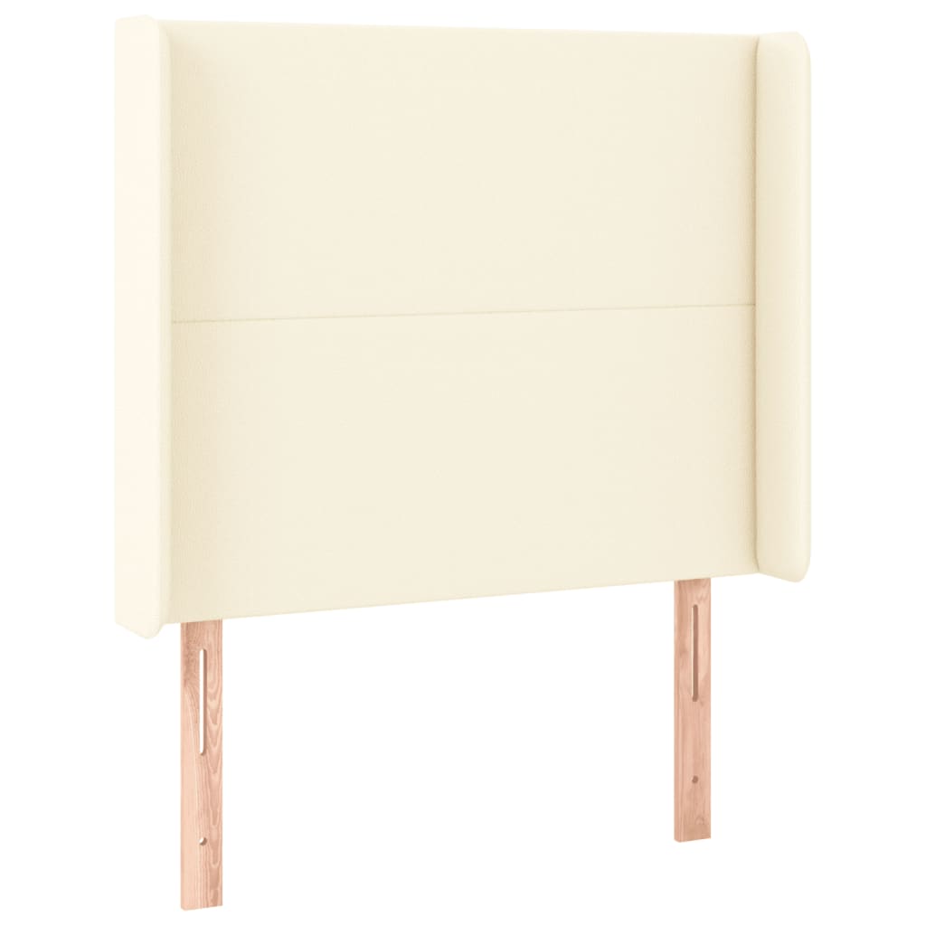 Cabeceira cama c/ LED 103x16x118/128 cm couro artificial crème