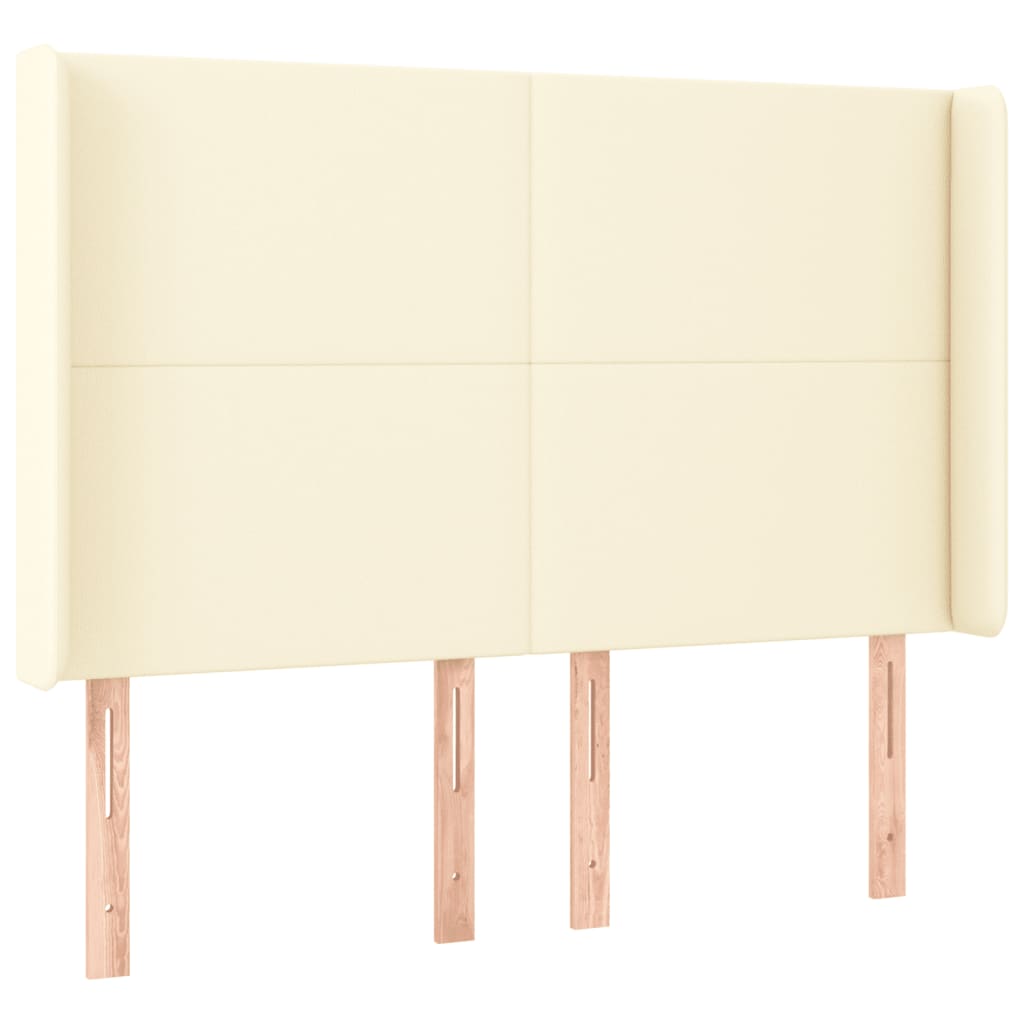 Cabeceira cama c/ LED 147x16x118/128 cm couro artificial crème