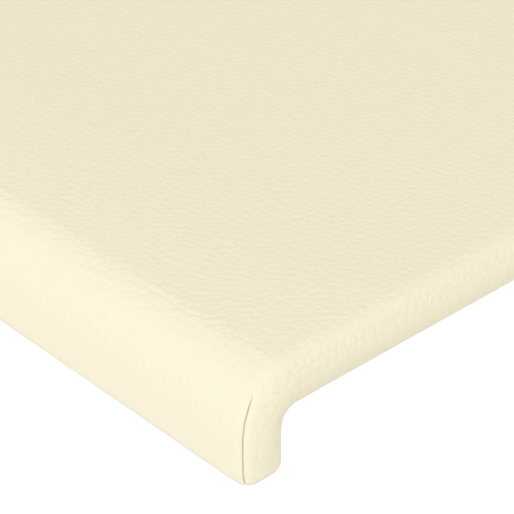 Cabeceira cama c/ LED 147x16x118/128 cm couro artificial crème