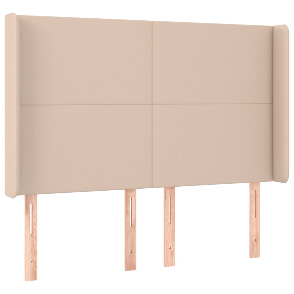 Cabeceira cama c/ LED couro artif. 147x16x118/128 cm cappuccino