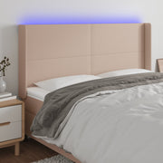 Cabeceira cama c/ LED couro artif. 163x16x118/128 cm cappuccino
