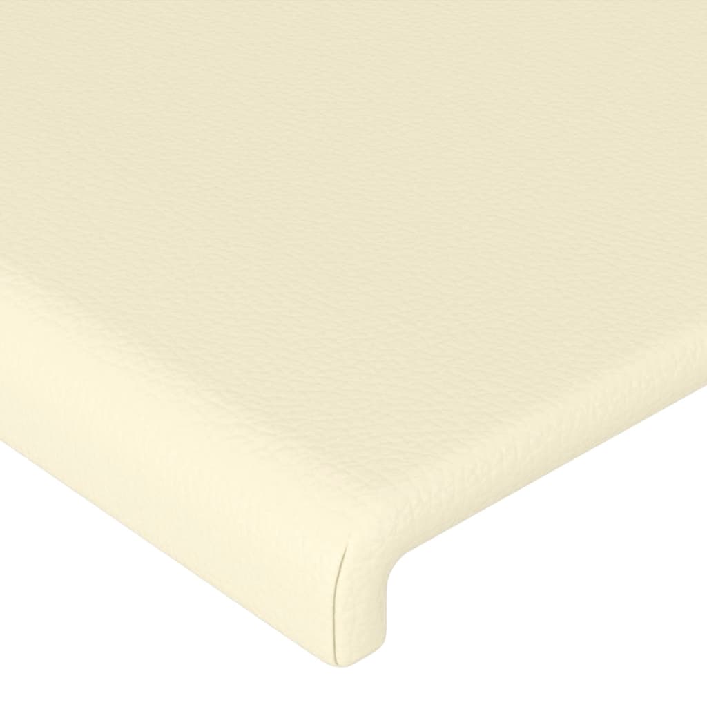 Cabeceira cama c/ LED 203x16x118/128 cm couro artificial crème