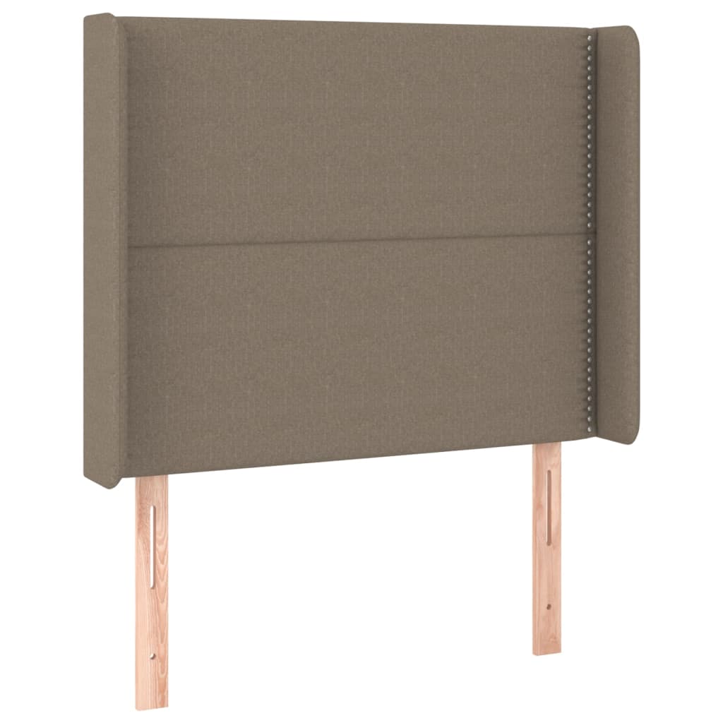 Cabeceira cama c/ LED tecido 83x16x118/128 cm cinza-acastanhado