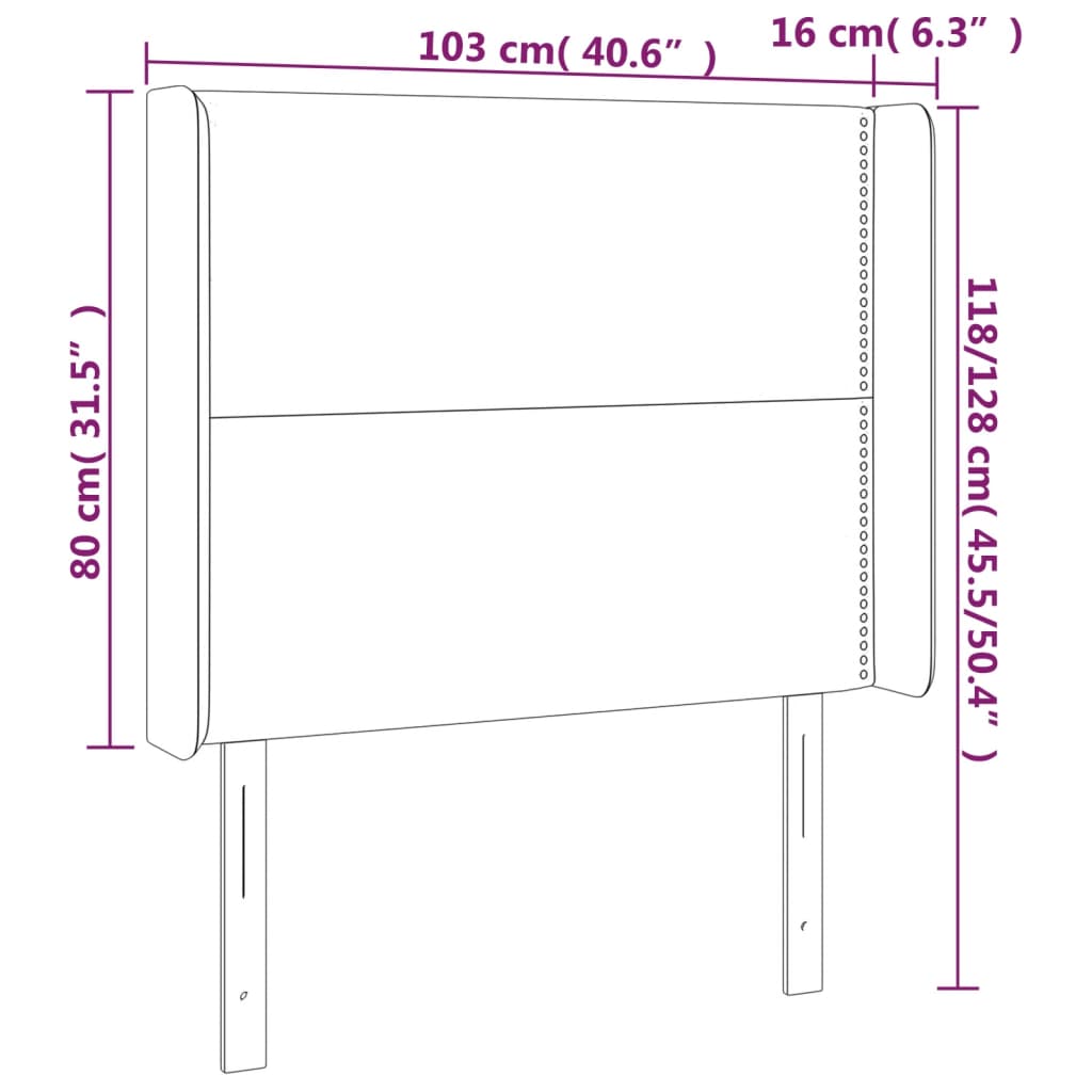 Cabeceira de cama c/ luzes LED tecido 103x16x118/128 cm azul