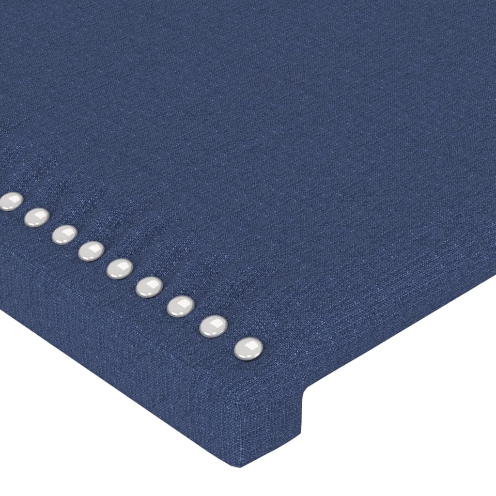 Cabeceira de cama c/ luzes LED tecido 147x16x118/128 cm azul