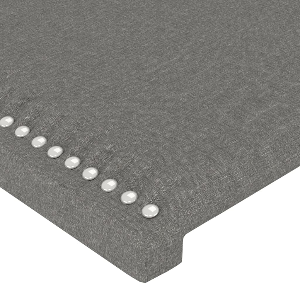 Cabeceira de cama c/ LED tecido 203x16x118/128 cm cinza-escuro