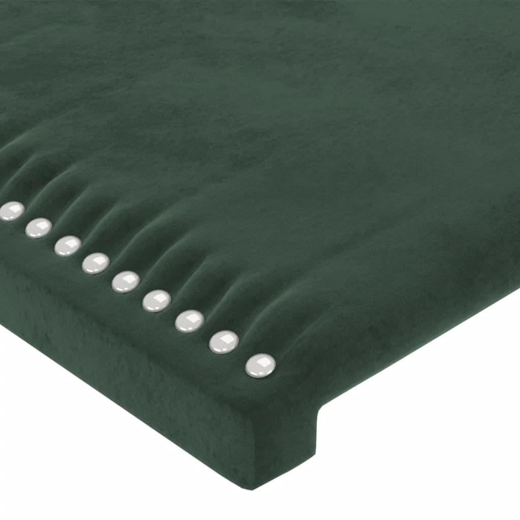 Cabeceira de cama c/ LED veludo 163x16x118/128 cm verde-escuro