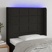 Cabeceira de cama c/ luzes LED tecido 83x16x118/128 cm preto