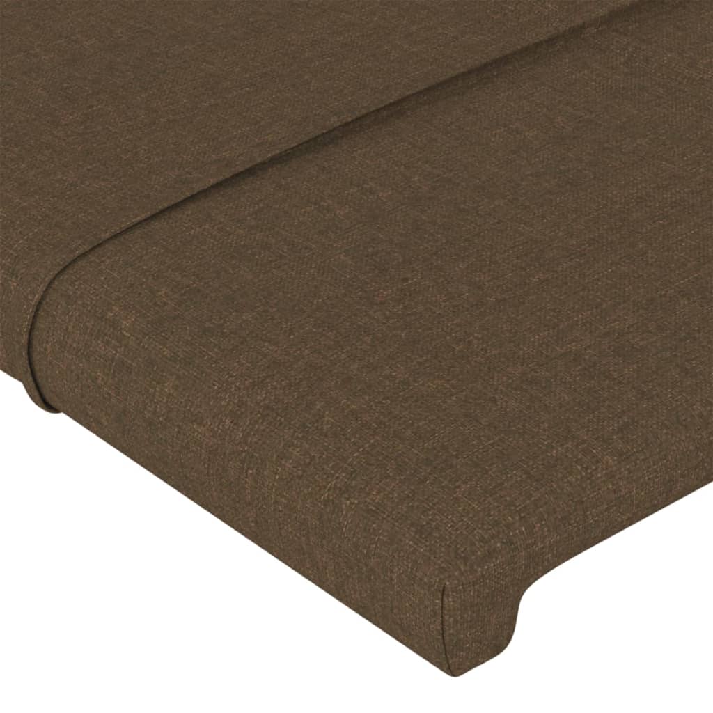 Cabeceira de cama c/ luzes LED tecido 83x16x118/128 cm castanho