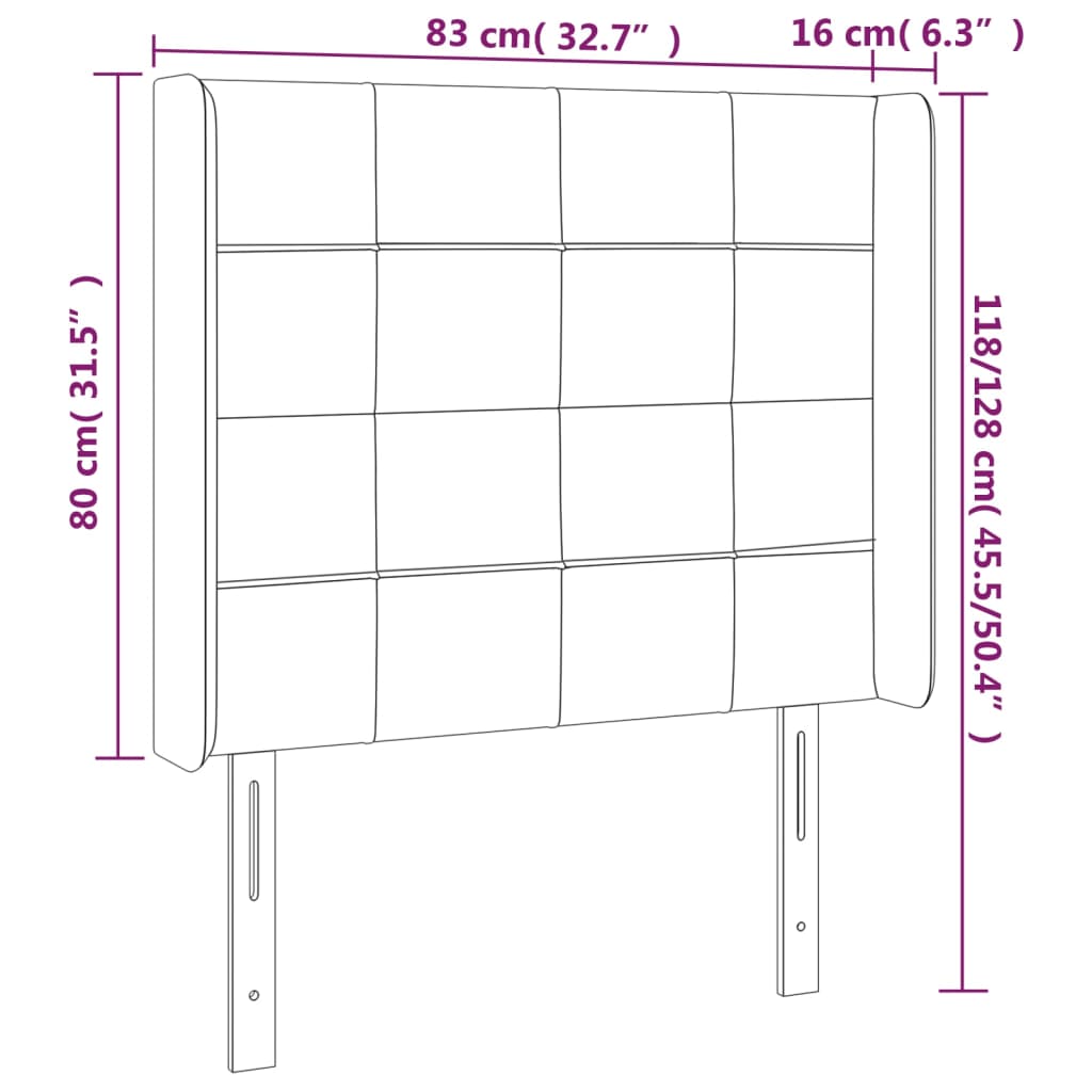 Cabeceira de cama c/ luzes LED tecido 83x16x118/128 cm castanho