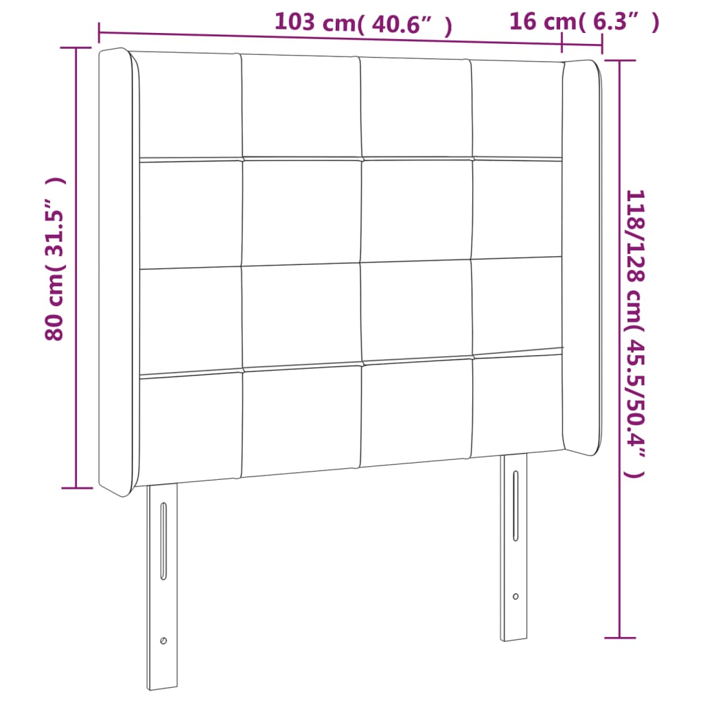 Cabeceira cama c/ LED tecido 103x16x118/128cm cinza-acastanhado