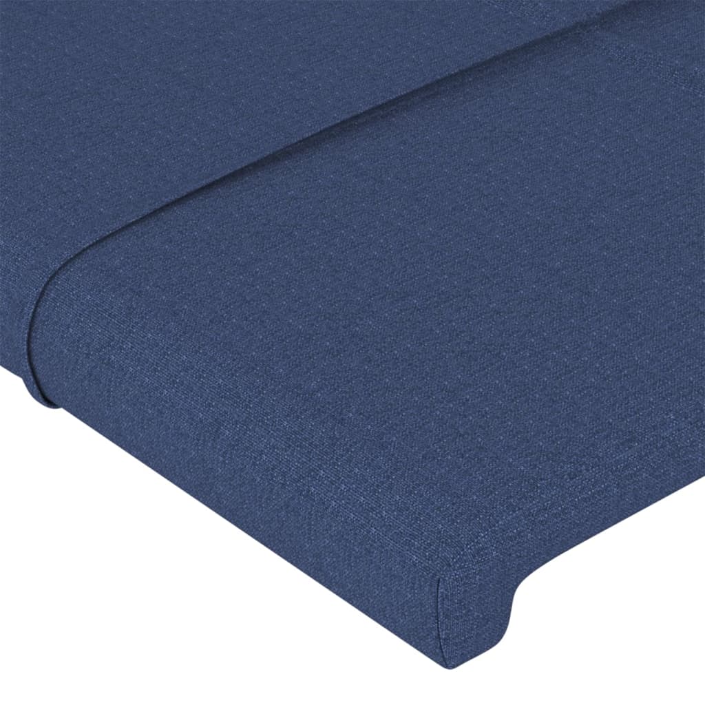 Cabeceira de cama c/ luzes LED tecido 147x16x118/128 cm azul