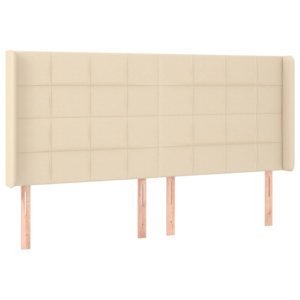 Cabeceira cama c/ luzes LED tecido 163x16x118/128 cm cor creme