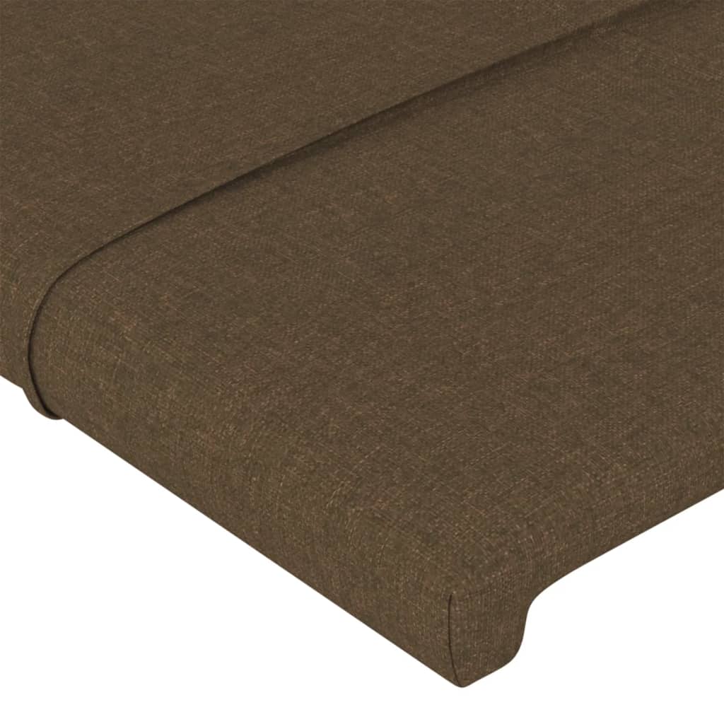 Cabeceira de cama c/ luzes LED tecido 203x16x118/128cm castanho
