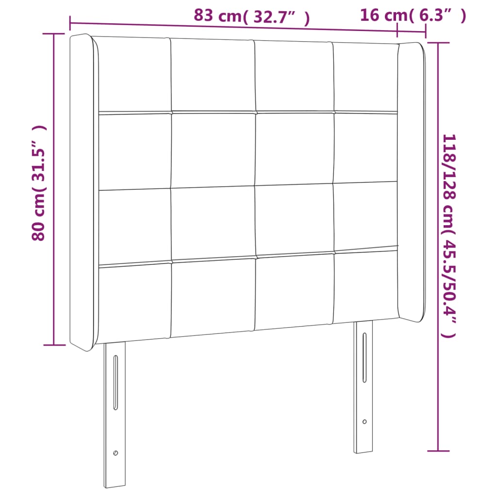 Cabeceira cama c/ luzes LED veludo 83x16x118/128cm verde-escuro