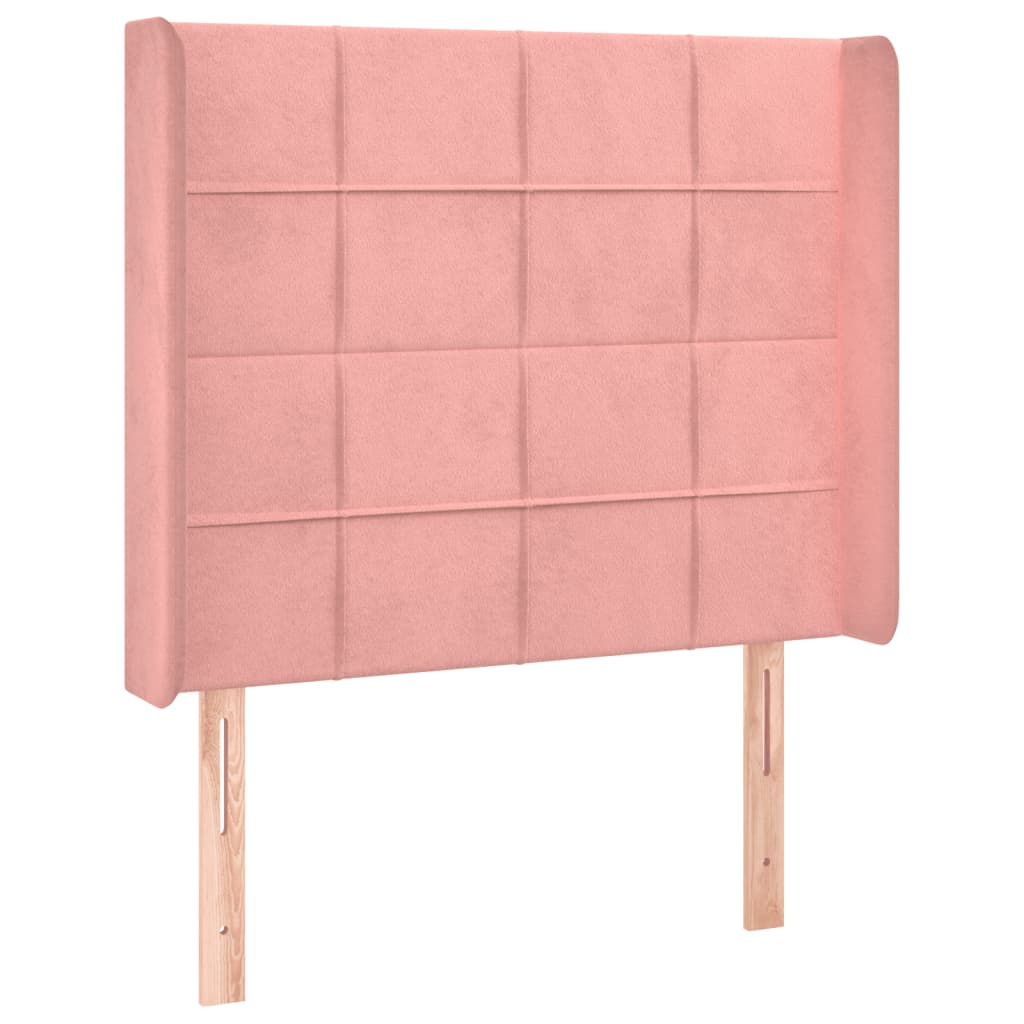 Cabeceira de cama c/ luzes LED veludo 83x16x118/128 cm rosa