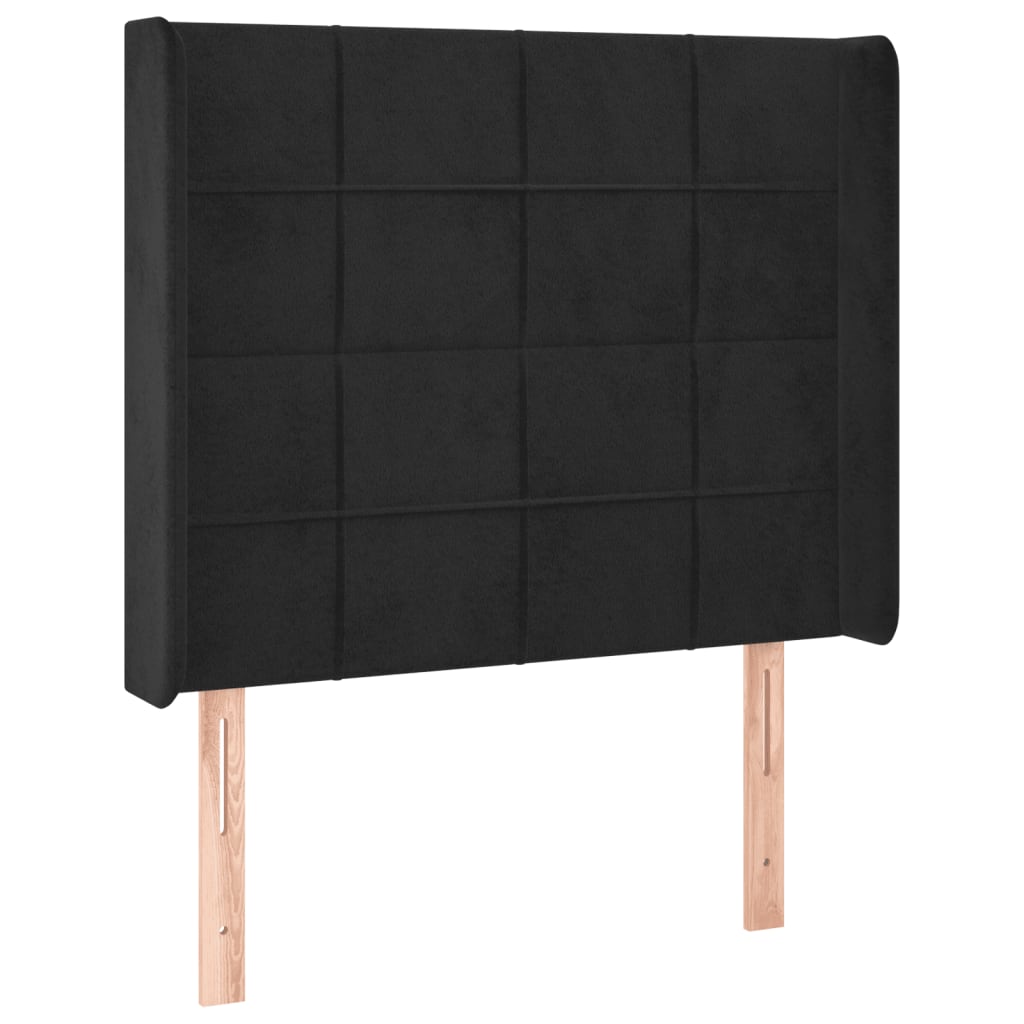 Cabeceira de cama c/ luzes LED veludo 103x16x118/128 cm preto