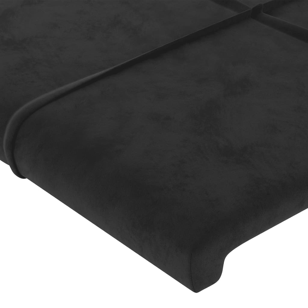 Cabeceira de cama c/ luzes LED veludo 103x16x118/128 cm preto