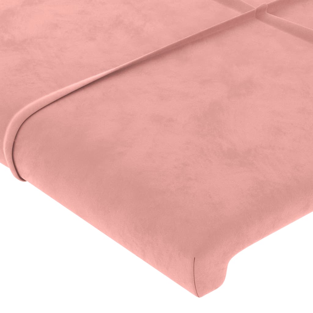 Cabeceira de cama c/ luzes LED veludo 183x16x118/128 cm rosa