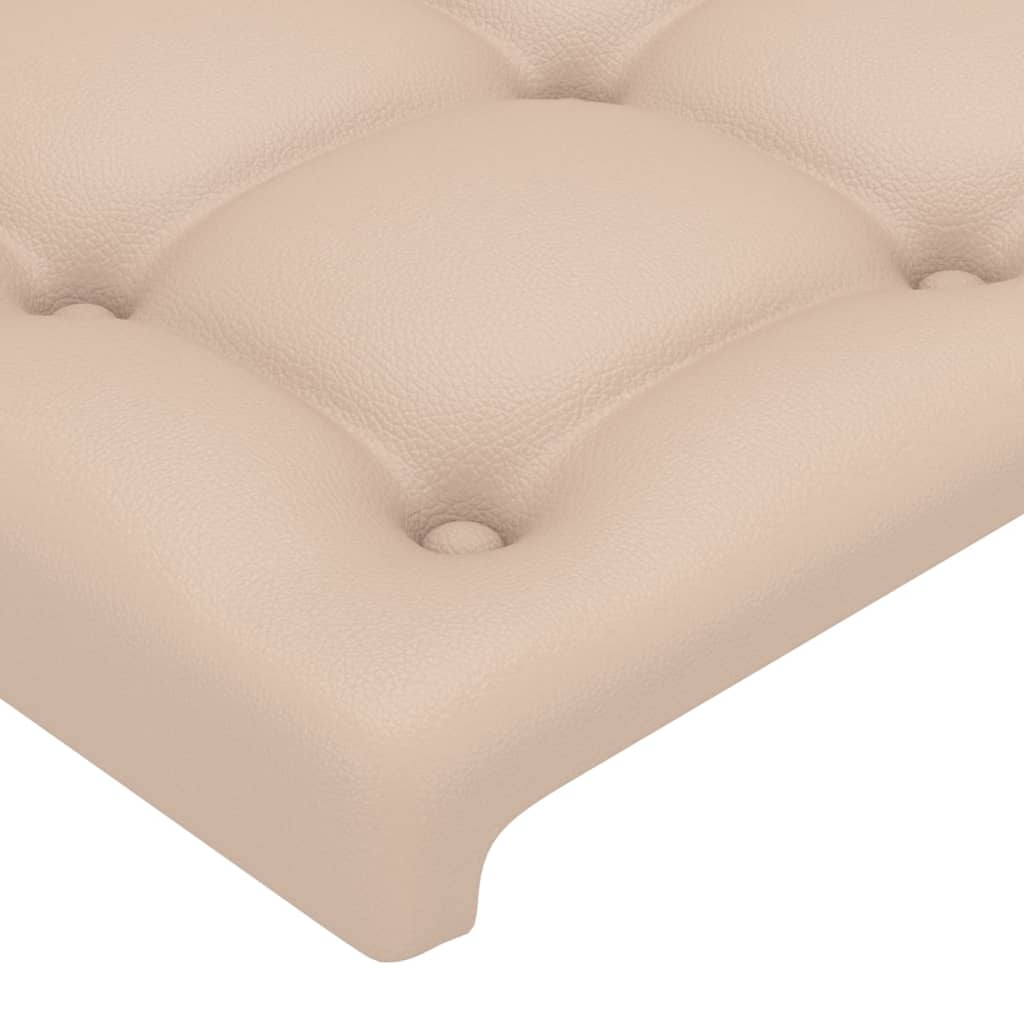 Cabeceira cama c/ LED couro artif. 183x16x118/128 cm cappuccino