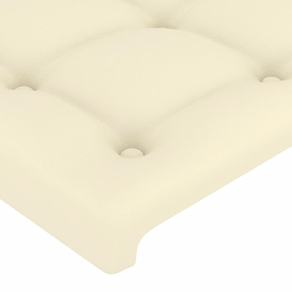 Cabeceira cama c/ LED 203x16x118/128 cm couro artificial crème
