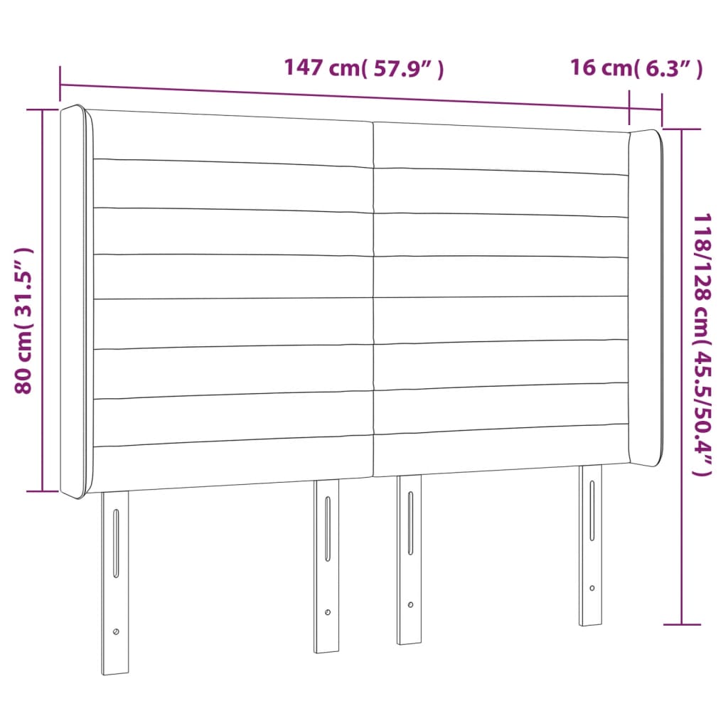 Cabeceira de cama c/ luzes LED tecido 147x16x118/128 cm azul