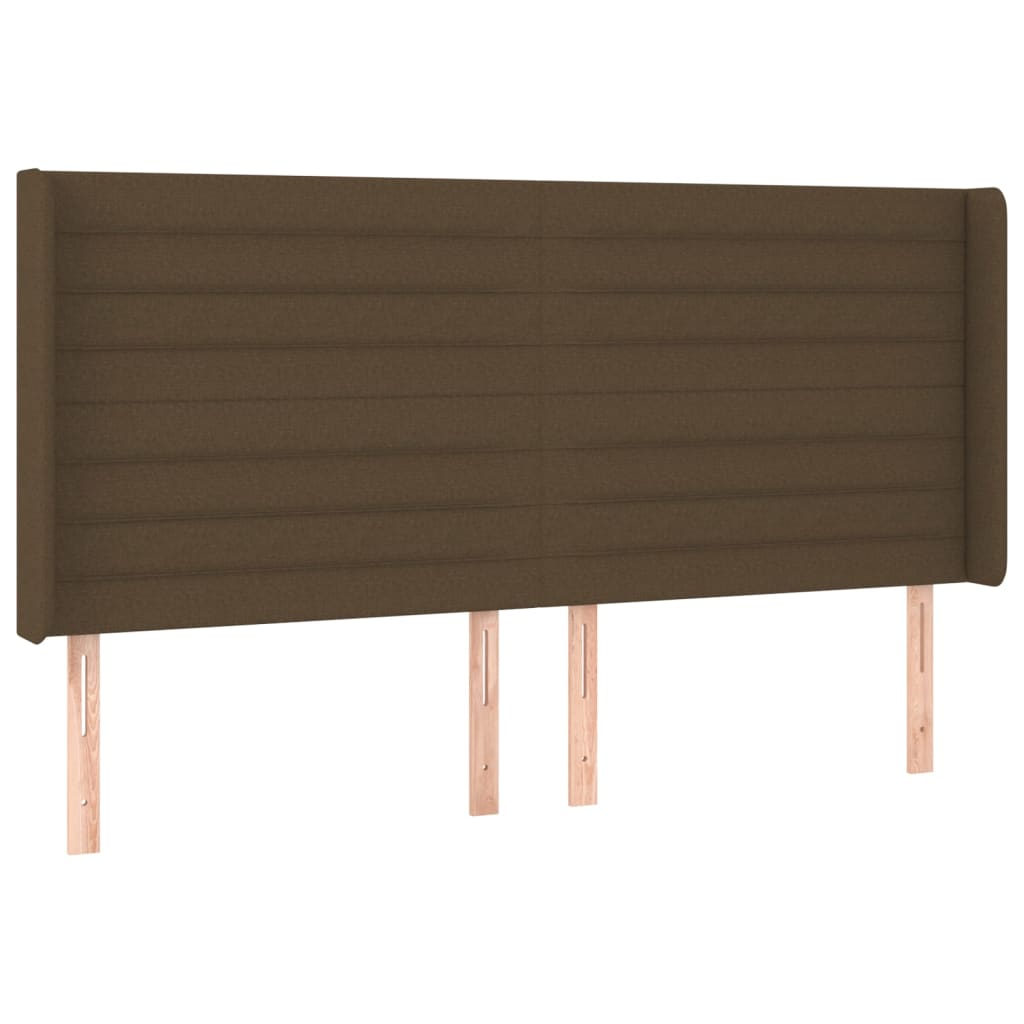 Cabeceira de cama c/ luzes LED tecido 163x16x118/128cm castanho