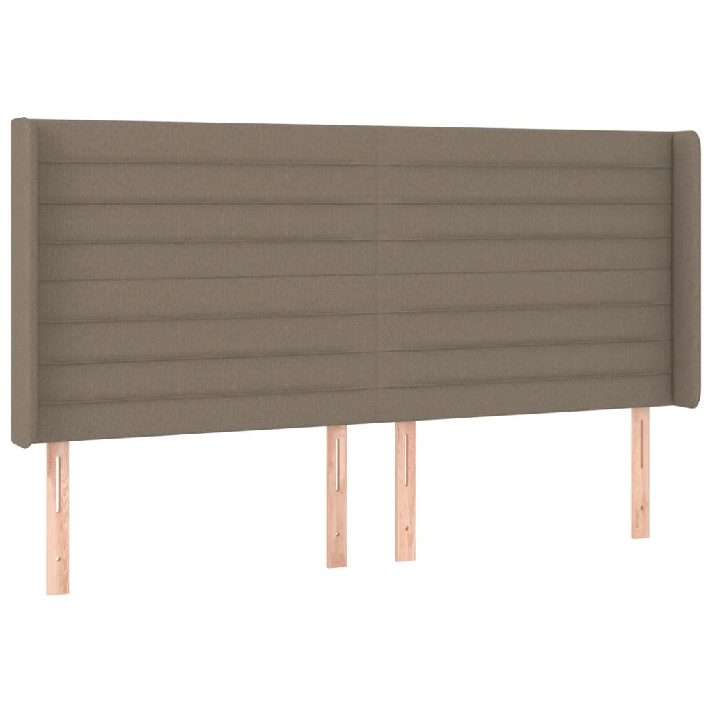 Cabeceira cama c/ LED tecido 163x16x118/128cm cinza-acastanhado