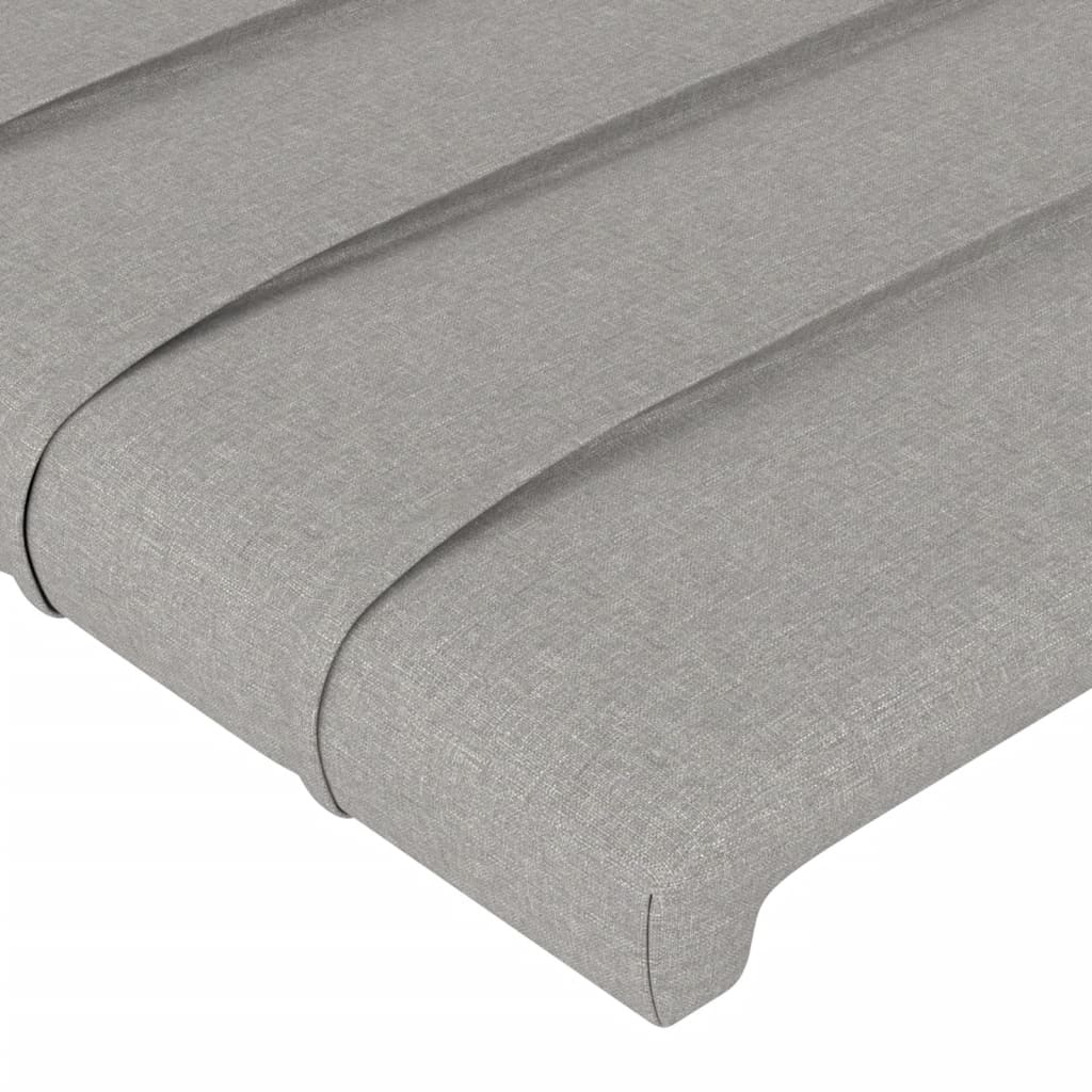 Cabeceira cama c/ luzes LED tecido 203x16x118/128cm cinza-claro