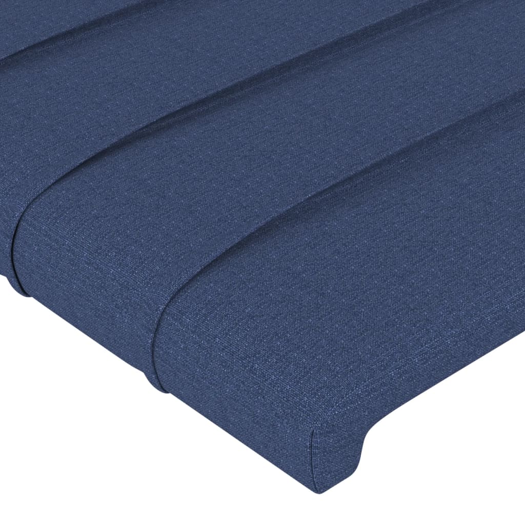 Cabeceira de cama c/ luzes LED tecido 203x16x118/128 cm azul