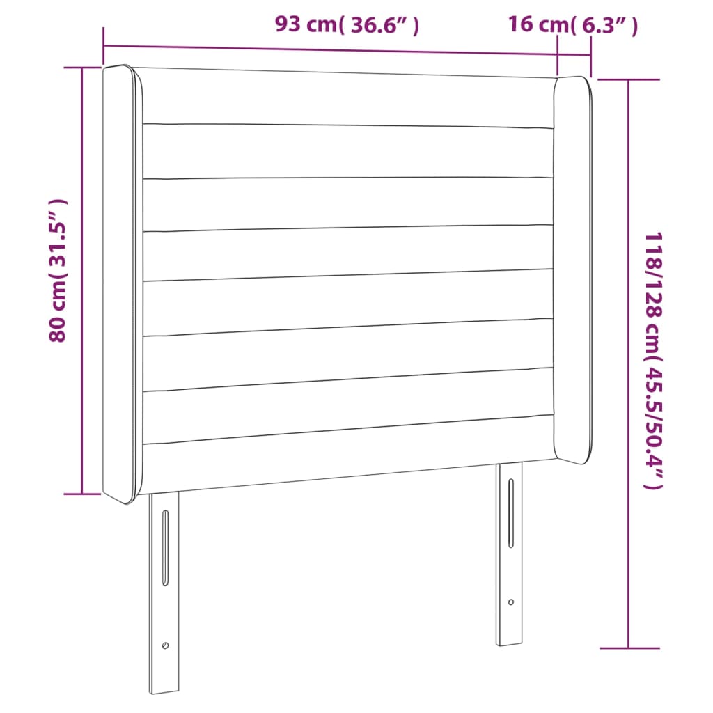 Cabeceira cama c/ luzes LED veludo 93x16x118/128cm cinza-escuro