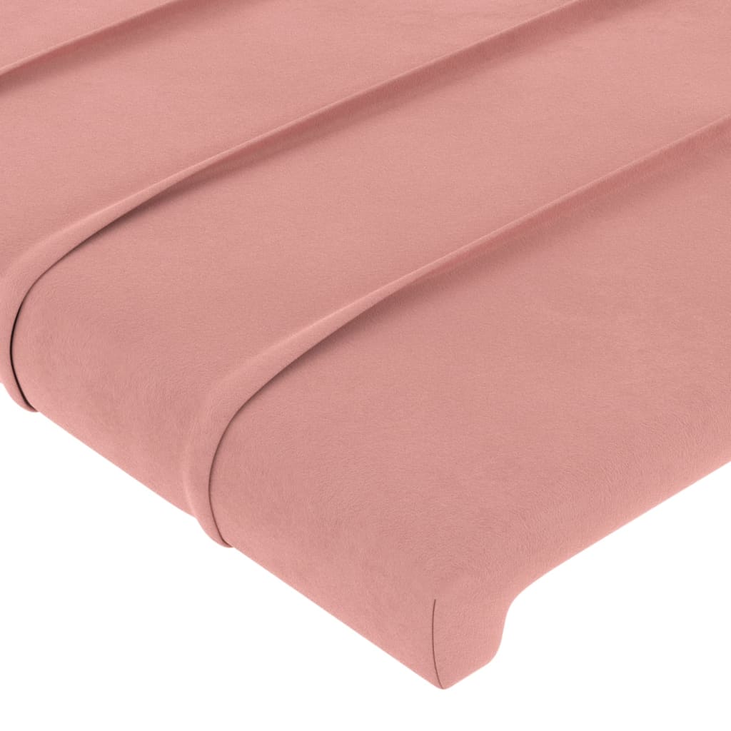 Cabeceira de cama c/ luzes LED veludo 183x16x118/128 cm rosa