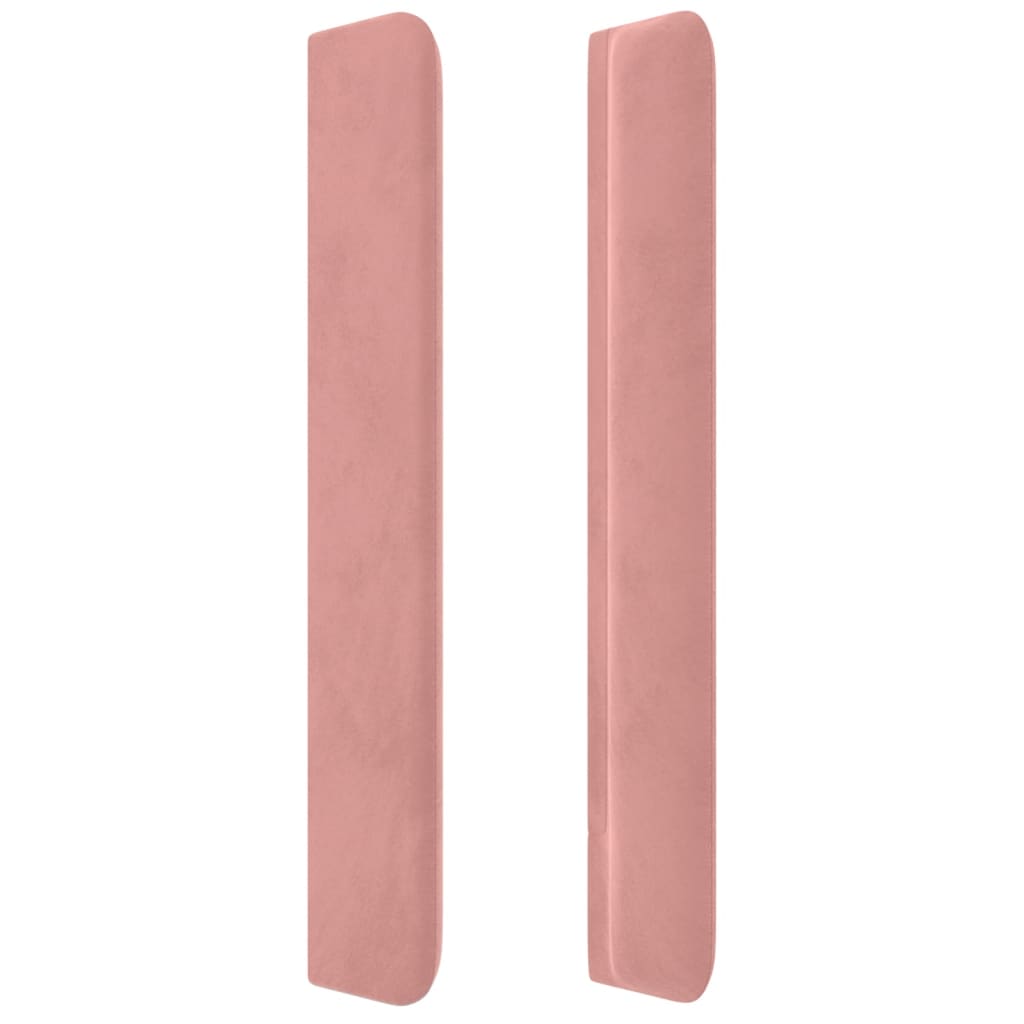 Cabeceira de cama c/ luzes LED veludo 93x16x118/128 cm rosa