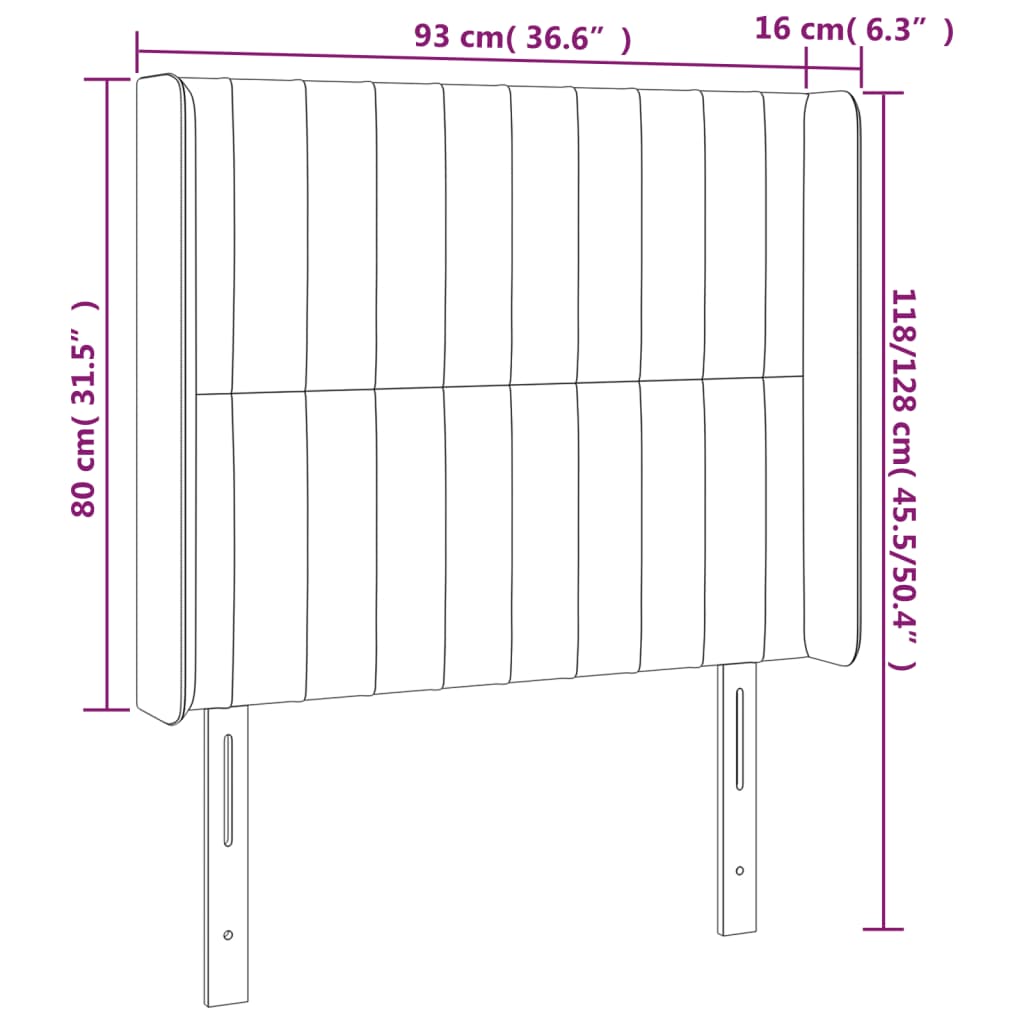 Cabeceira de cama c/ luzes LED veludo 93x16x118/128 cm rosa