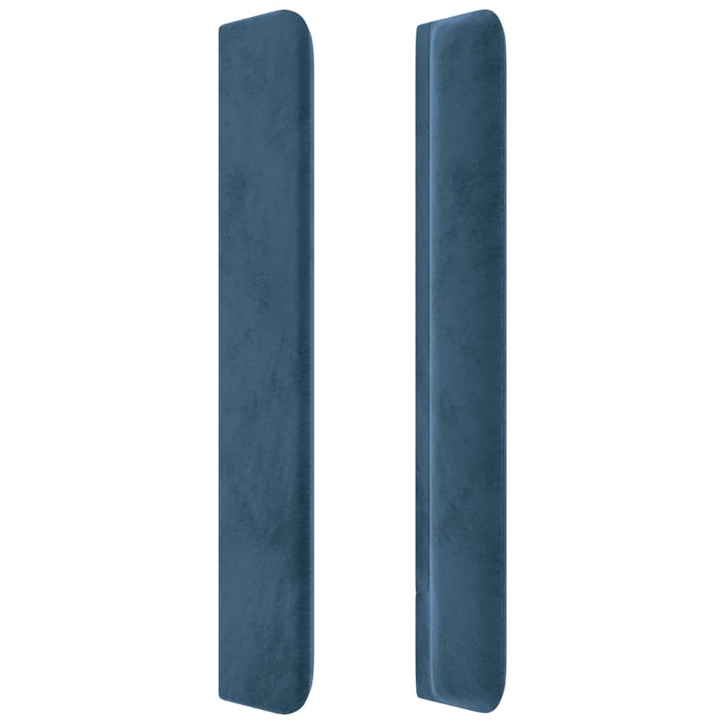 Cabeceira cama c/ luzes LED veludo 147x16x118/128cm azul-escuro