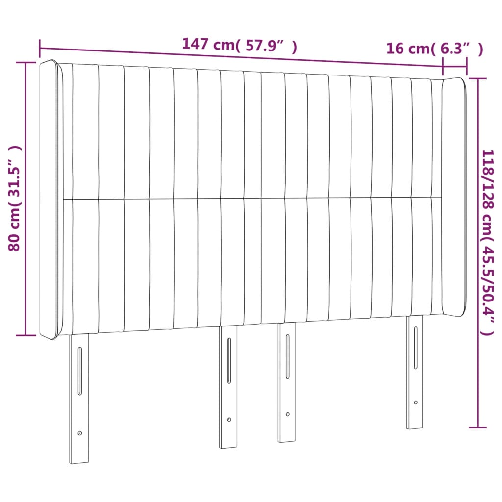 Cabeceira cama c/ luzes LED veludo 147x16x118/128cm azul-escuro
