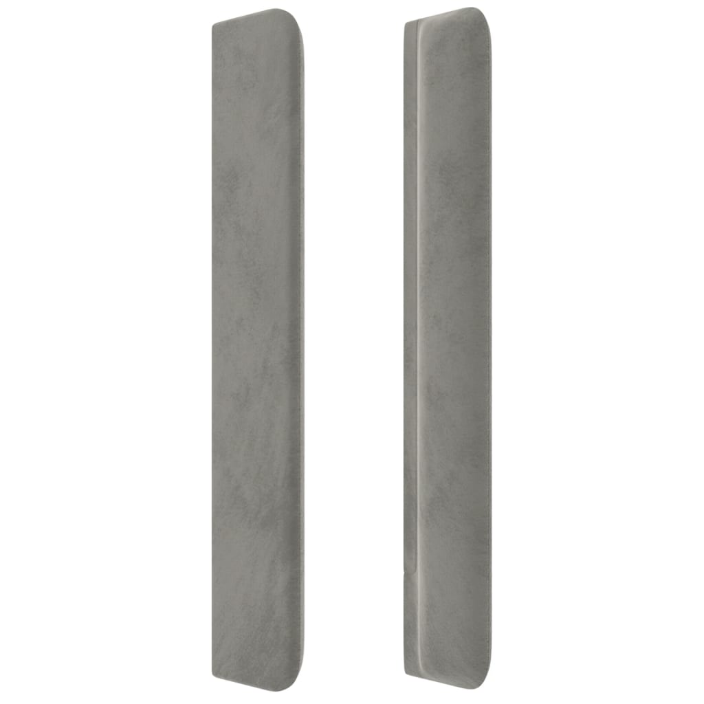 Cabeceira cama c/ luzes LED veludo 203x16x118/128cm cinza-claro