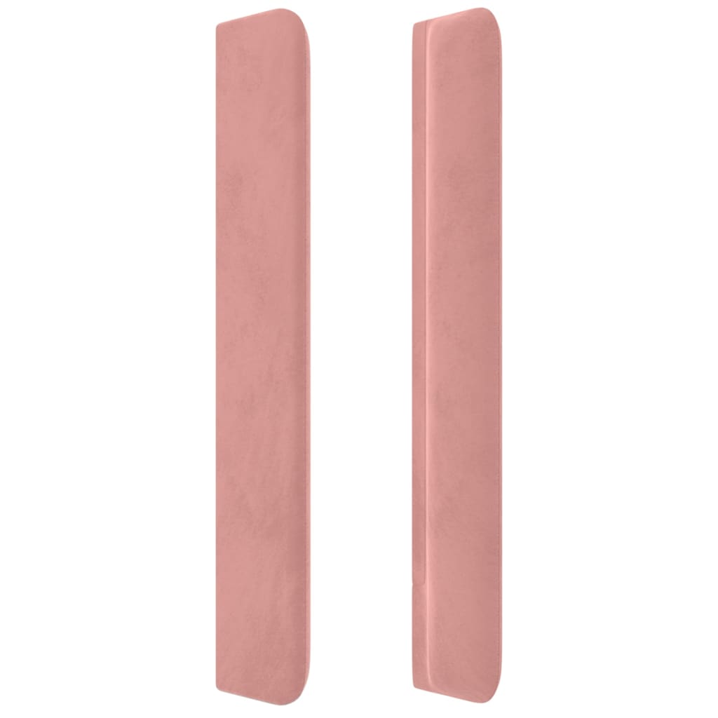 Cabeceira de cama c/ luzes LED veludo 203x16x118/128 cm rosa