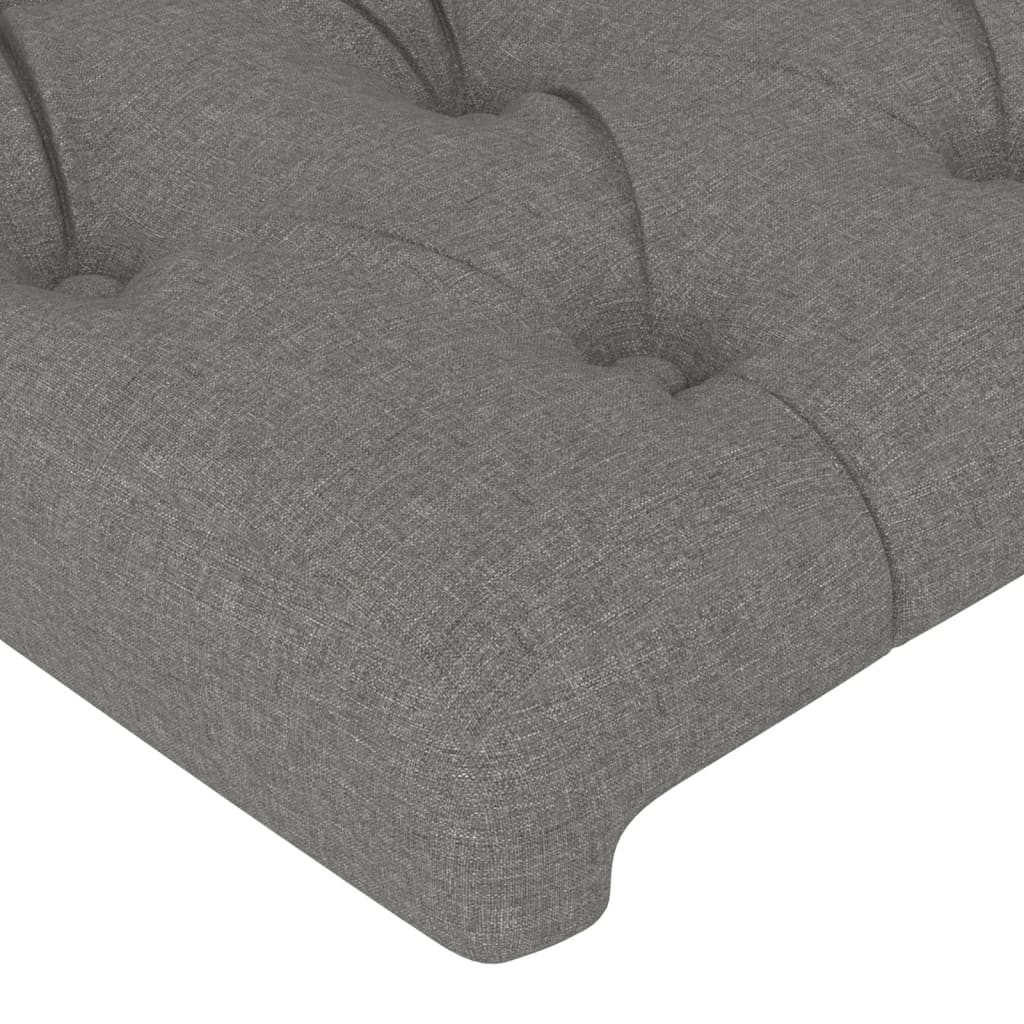 Cabeceira de cama c/ LED tecido 163x16x118/128 cm cinza-escuro