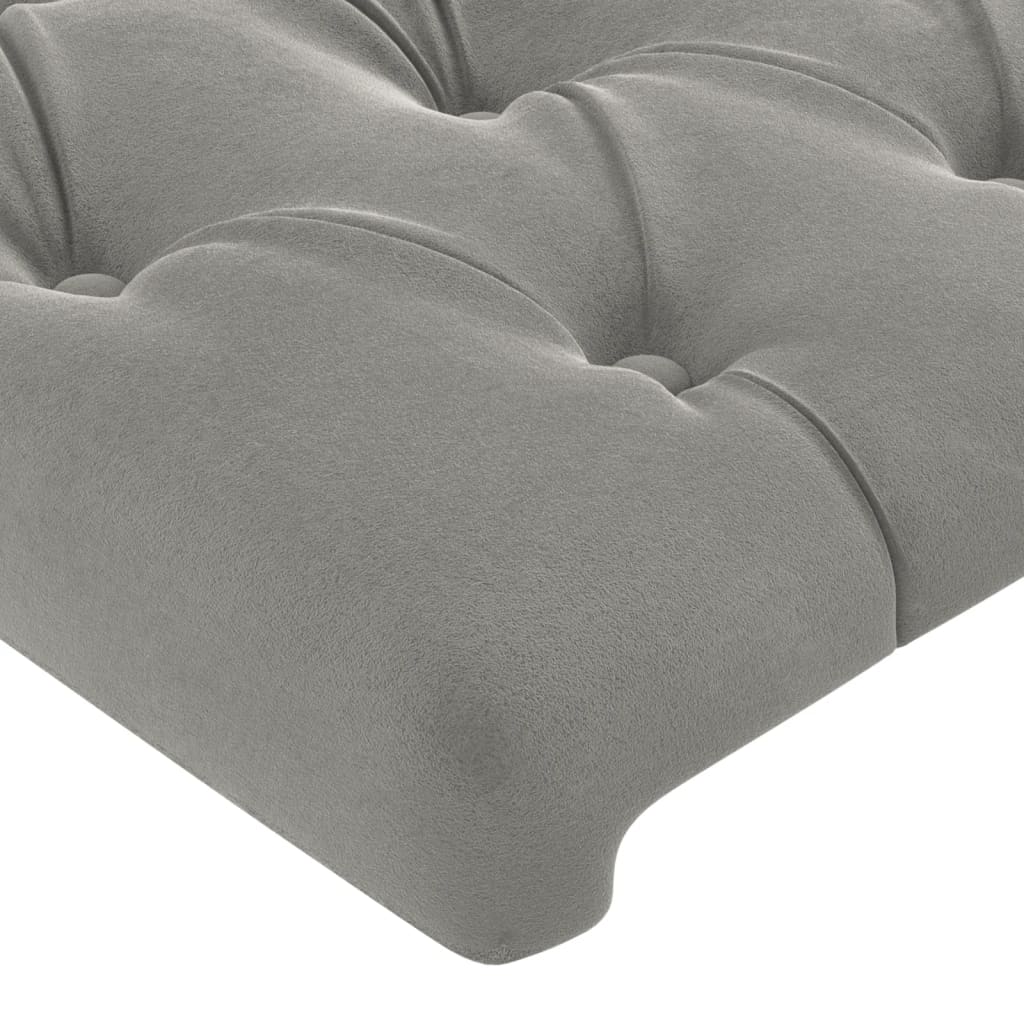 Cabeceira cama c/ luzes LED veludo 83x16x118/128 cm cinza-claro