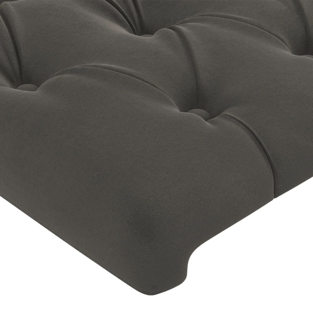 Cabeceira cama c/ luzes LED veludo 83x16x118/128cm cinza-escuro