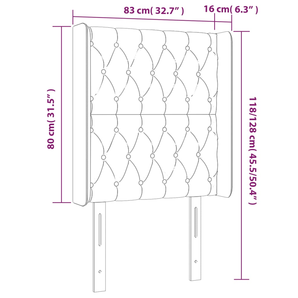 Cabeceira cama c/ luzes LED veludo 83x16x118/128cm cinza-escuro