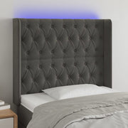 Cabeceira de cama c/ LED veludo 103x16x118/128 cm cinza-escuro