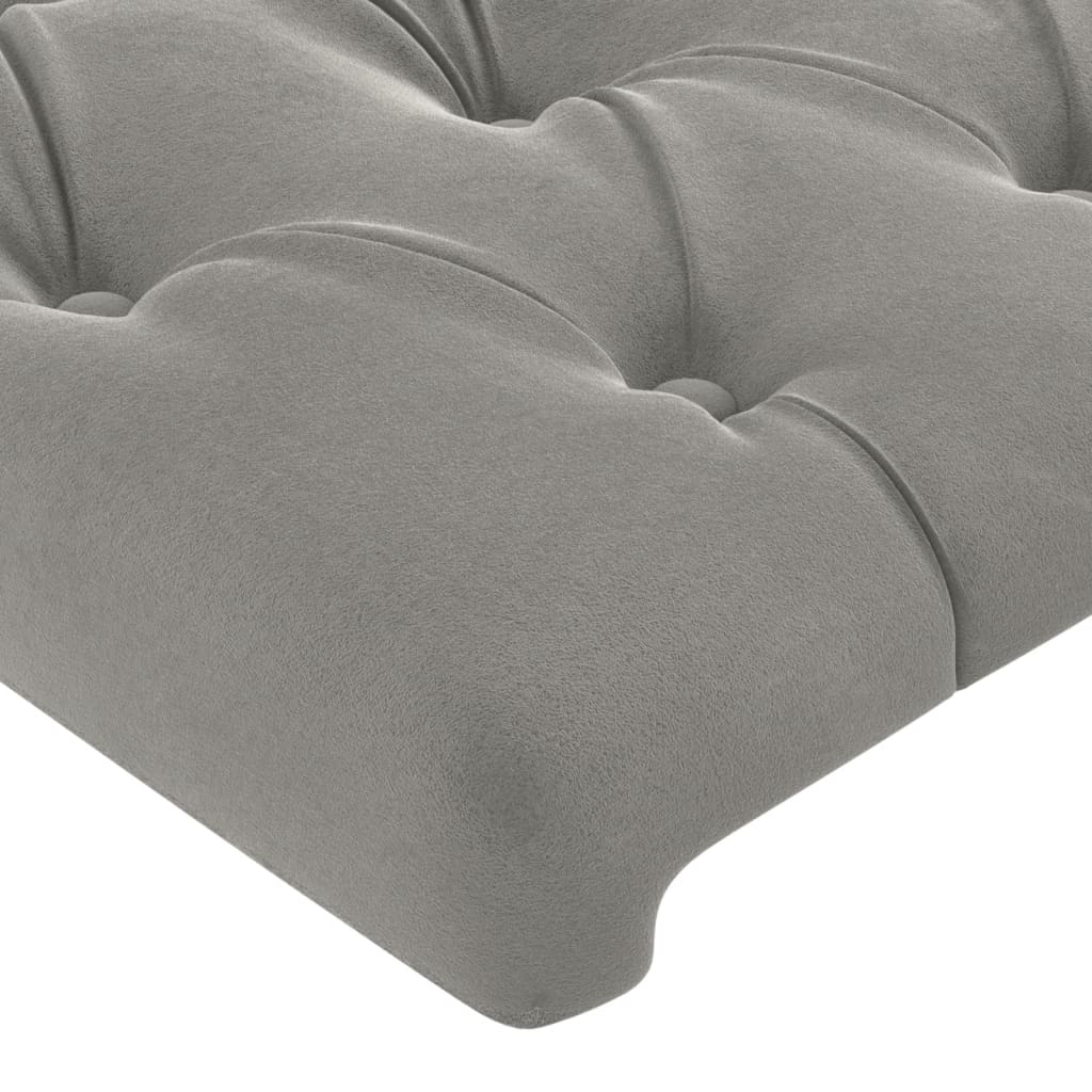Cabeceira cama c/ luzes LED veludo 147x16x118/128cm cinza-claro