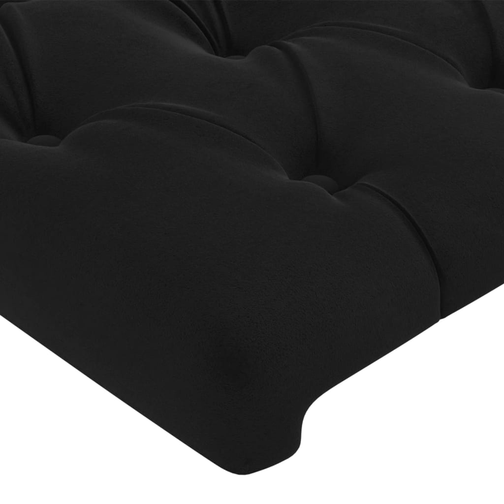 Cabeceira de cama c/ luzes LED veludo 203x16x118/128 cm preto