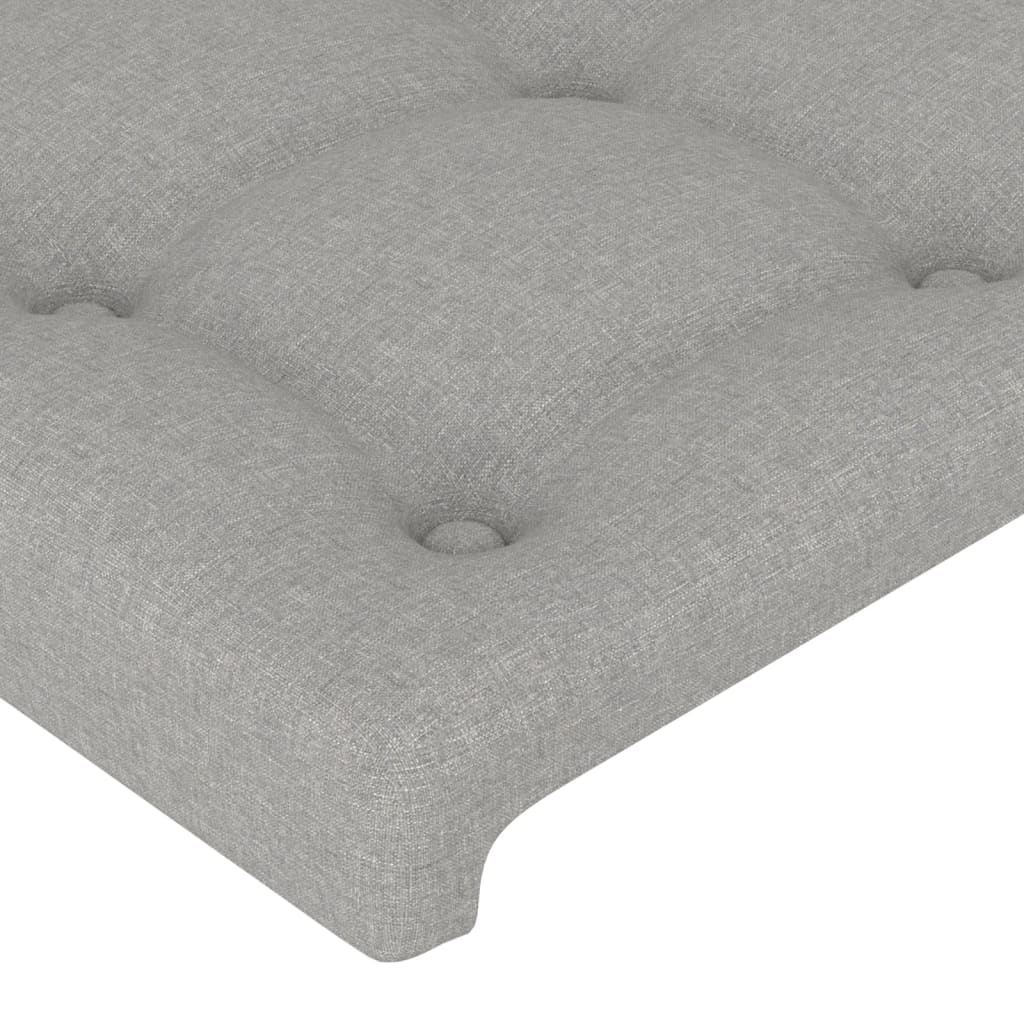 Cabeceira cama c/ luzes LED tecido 93x16x118/128 cm cinza-claro